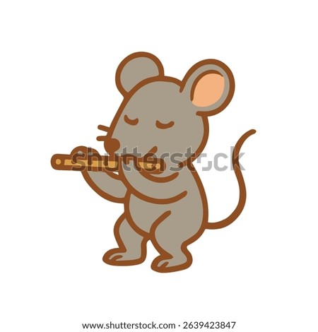 A Cute Cartoon Mouse Playing a Flute