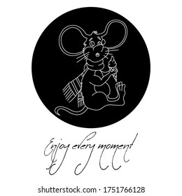 Cute cartoon mouse poster, postcard.