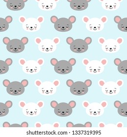 cute cartoon mouse seamless vector pattern background illustration