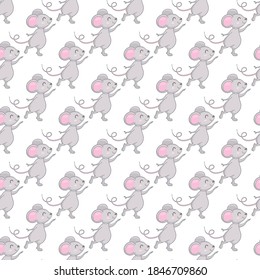 cute cartoon mouse seamless vector pattern background illustration