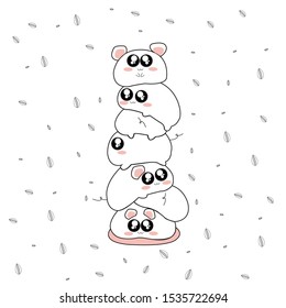 Cute cartoon mouse set Cartoon animal character design vector illustration on white background