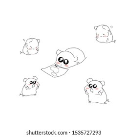 Cute cartoon mouse set Funny little white mouse collection Emotion little animal Cartoon animal character design Flat vector  on white background