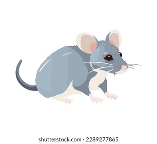 Cute cartoon mouse sitting icon isolated