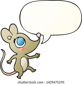 cute cartoon mouse with speech bubble in smooth gradient style