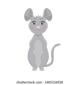 Cute cartoon mouse. Symbol of 2020. Vector Merry Christmas and Happy New Year illustration.