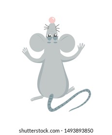 Cute cartoon mouse. Symbol of 2020 year. Vector illustration