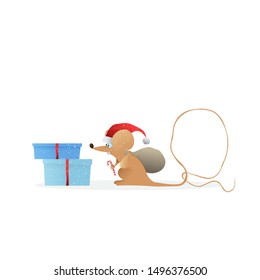 Cute cartoon mouse. Symbol of 2020 year. 