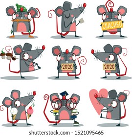 Cute cartoon mouse vector big set.