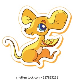 Cute cartoon mouse. Vector illustration. Stickers. Isolated on white background.