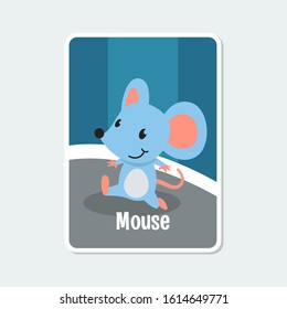 Cute cartoon mouse vector illustration with background, simple flat design template.