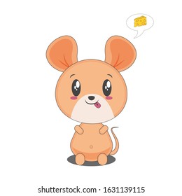 cute cartoon mouse - vector illustration. isolated with a white background