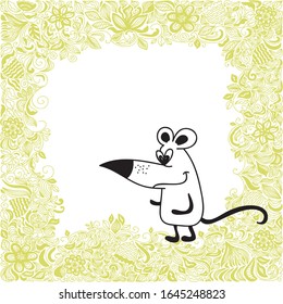 Cute cartoon mouse. Vector illustration