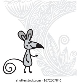 Cute cartoon mouse. Vector illustration