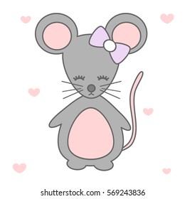 cute cartoon mouse vector illustration isolated on white background