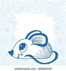 Cute cartoon mouse. Vector illustration.