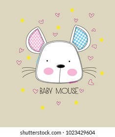 cute cartoon mouse vector for t-shirt print