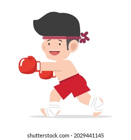 Cute Cartoon Muay Thai Boxer