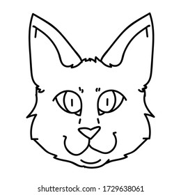 Cute dibujos animados masticar gato frente lineart lineart vector clipart. Raza de gatito pedigrí para los amantes de los gatos. Gatito doméstico de color gris purebrojo para mascota de ilustración monocroma de salón de mascotas. Housecat felino aislado. EPS