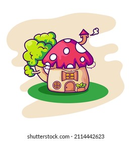 cute cartoon mushroom house vector design