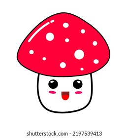 cute cartoon mushroom icon. cheerful mushroom cartoon character, vector illustration