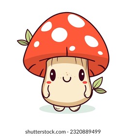 Cute cartoon mushroom illustration for kids. Vector.