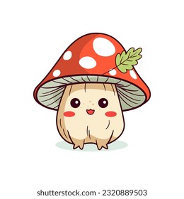 Cute cartoon mushroom illustration for kids. Vector.