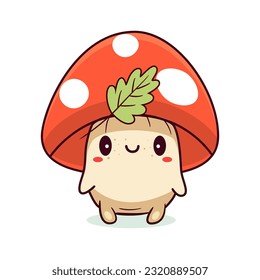 Cute cartoon mushroom illustration for kids. Vector.