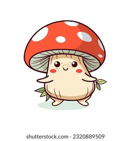 Cute cartoon mushroom illustration for kids. Vector.