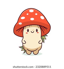 Cute cartoon mushroom illustration for kids. Vector.