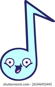 cute cartoon of a musical note in bright neon colors