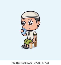 cute cartoon muslim boy character