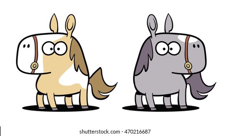 Cute cartoon mustang horses