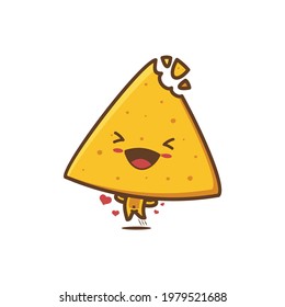 Cute cartoon nachos mascot. vector illustration isolated on white background