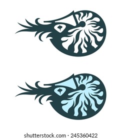 cute cartoon nautilus outline vector illustration