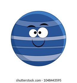 Cute cartoon Neptune  planet. Vector illustration isolated on white background.