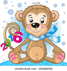 Cute cartoon New Year monkey.