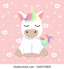 Cute cartoon nice unicorn Vector