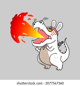 cute cartoon ninja rabbit vector image