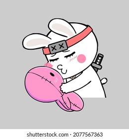 cute cartoon ninja rabbit vector image