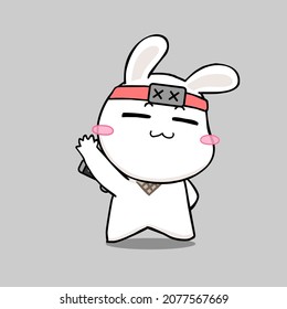 cute cartoon ninja rabbit vector image