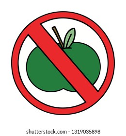 tira cómica de una señal de no permitido de fruta