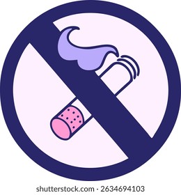 cute cartoon of a no smoking allowed sign in bright neon colors