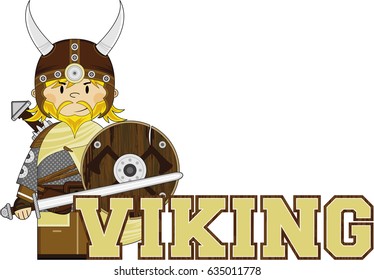 Cute Cartoon Norse Viking Warrior
