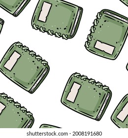 Cute cartoon notebooks doodles seamless border pattern. Vector repeatable background tile. Cozy craft template of stock illustration for wrapping design, wallpaper