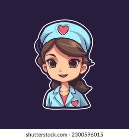 a cute cartoon nurse with hearth