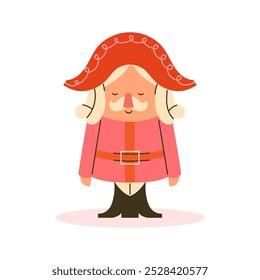 Fundo branco bonito dos desenhos animados nutcrackeron. Brinquedo de Natal em estilo plano