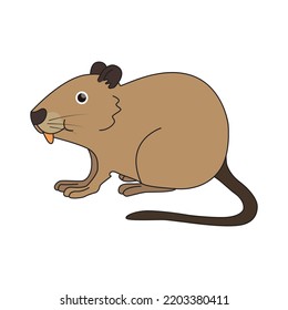 Cute cartoon Nutria. N letter for Nutria. Vector illustration of a flat isolated on a white background. The design element of t-shirts, home textiles, wrapping paper, textiles, and flashcards.