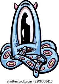 Cute Cartoon Octopus with Big Eyes for Logo or Mascot Design in Vector