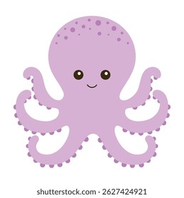 cute cartoon octopus character isolated on white background, flat design