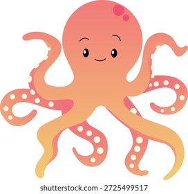 Cute cartoon octopus character vector illustration